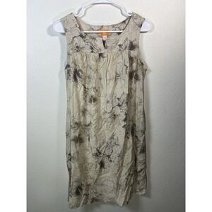 Nani of Hawaii Womens Sz Medium Hawaiian Sleeveless Dress Beige Floral Natural